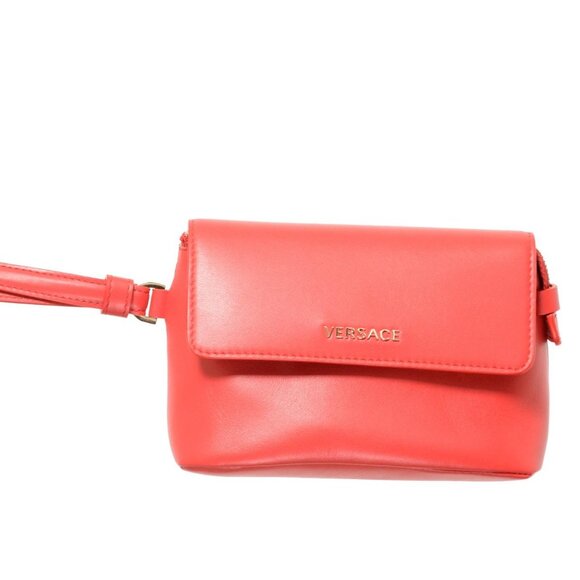 Versace Women's 100% Leather Red Handbag Clutch Bag
